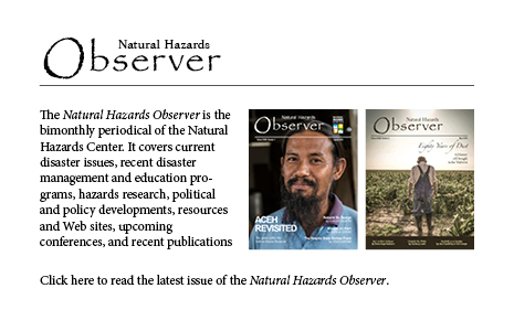 Read and sign up for the Natural Hazards Observer