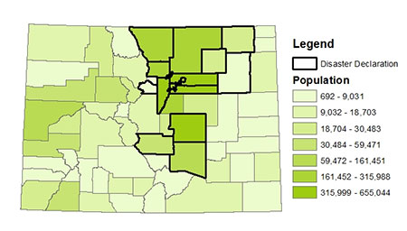 Mape of rainfall in Colorado