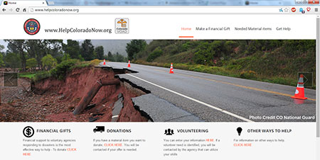 Screenshot of relief website