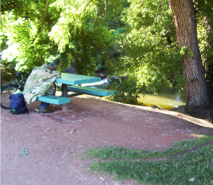 Pic 4. Homeless man asleep near 13th street in Boulder 2005 © MGG