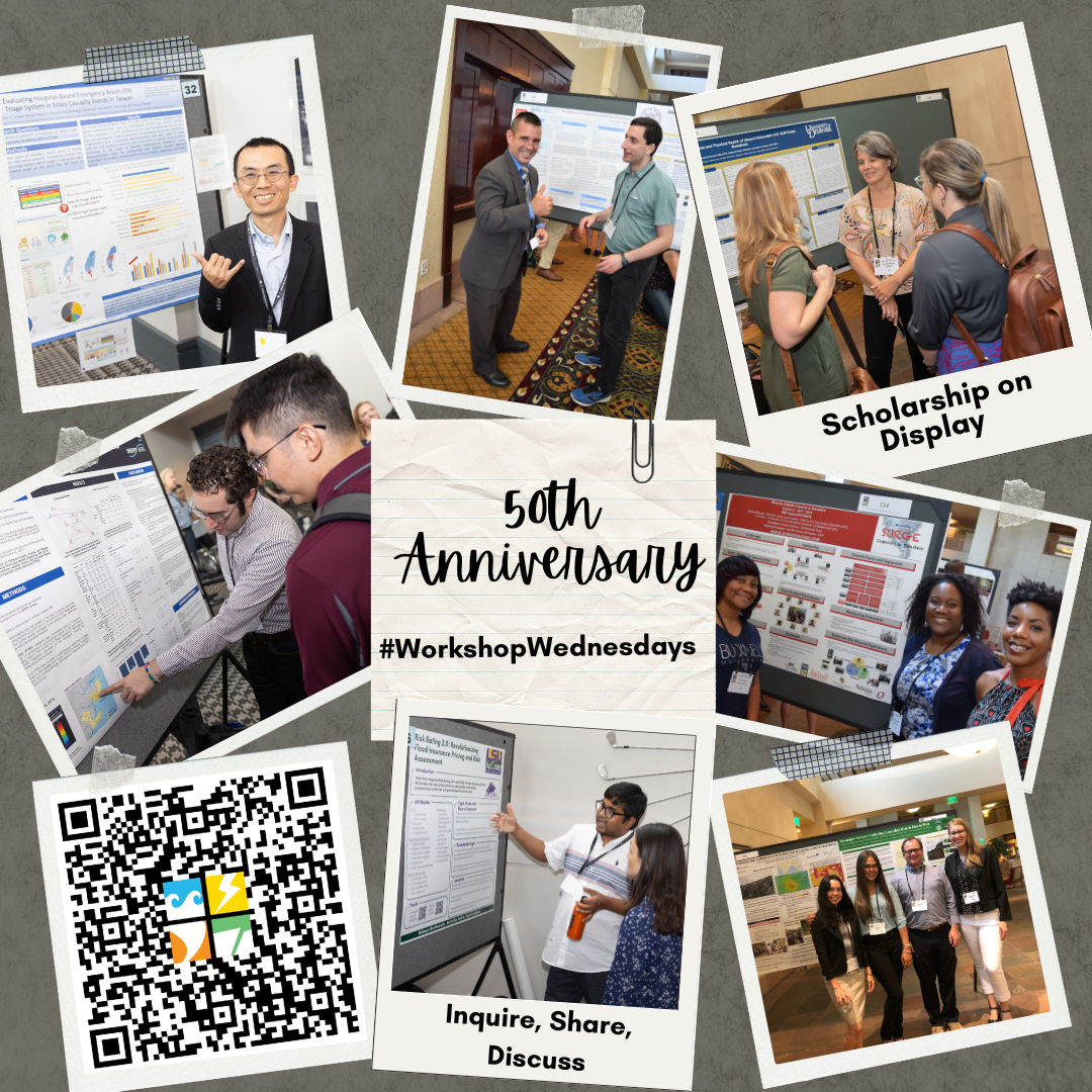 Poster Sessions at the Natural Hazards Workshop are a showcase of exciting programs, projects, and research in our field. A poster can be the ideal place to gather, ask questions, and spark deep conversations.