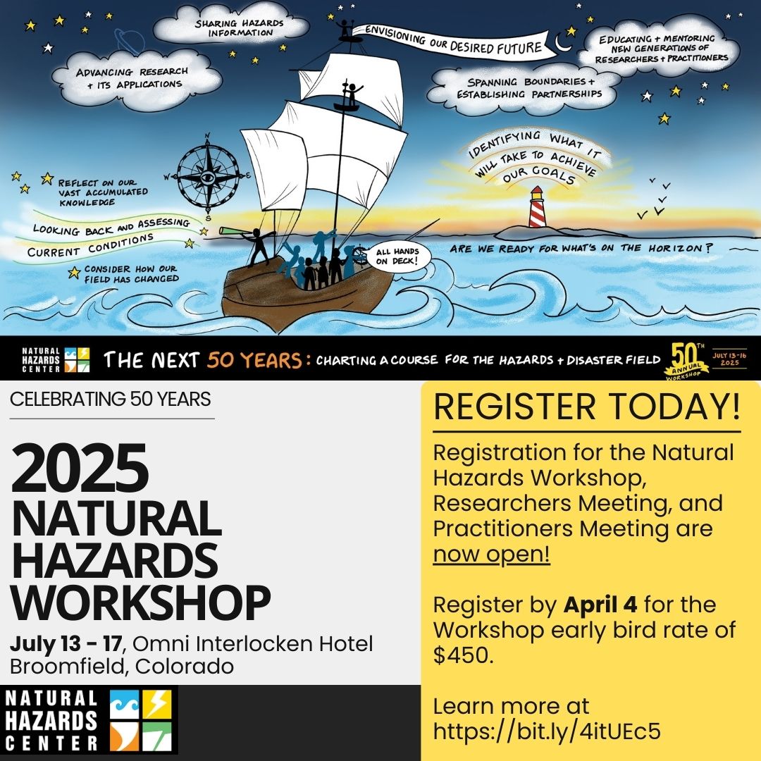 Registration for the 2025 Natural Hazards Center Open Now!