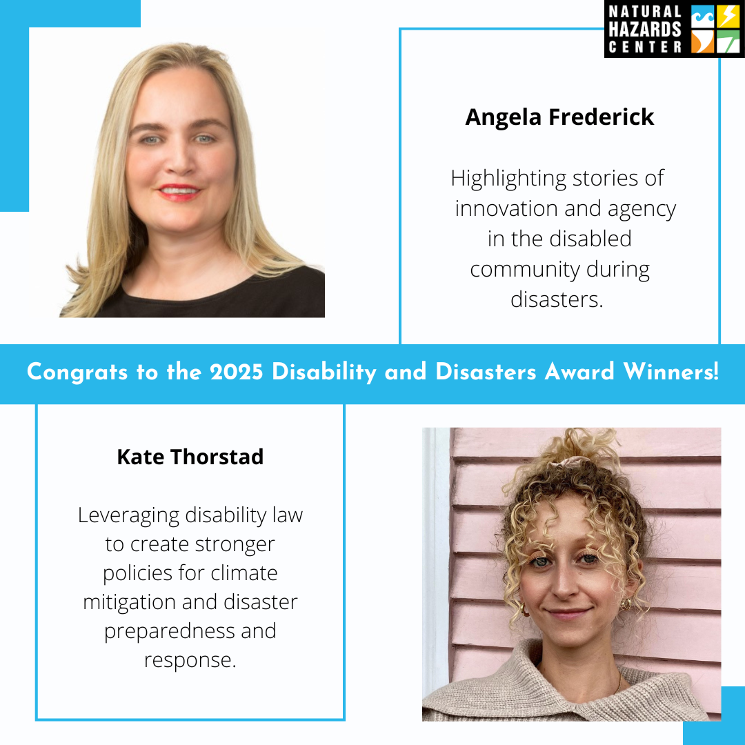 Congratulations to the 2025 Disability and Disasters Award winners!