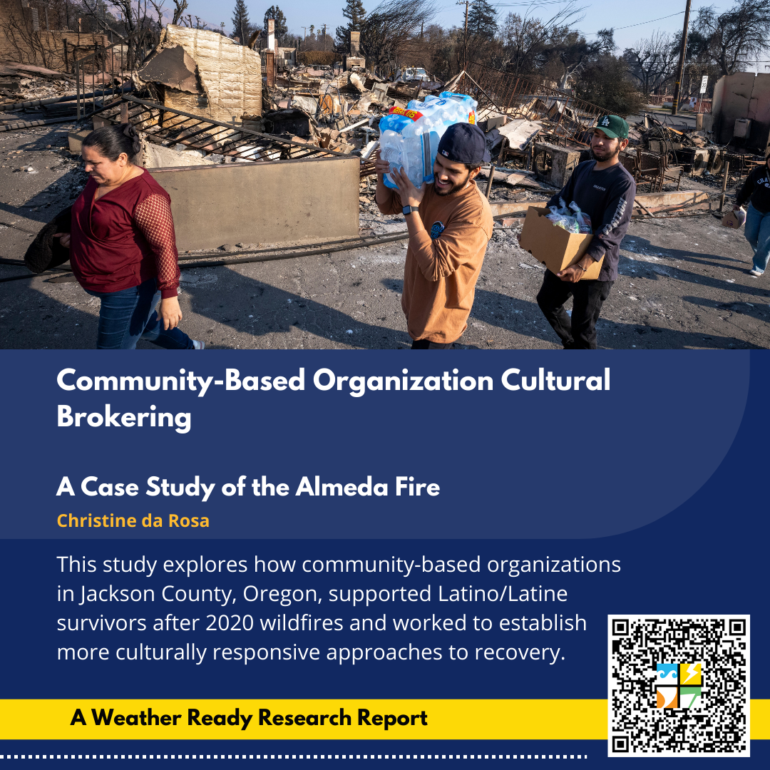Organizations with deep cultural ties to the disaster-impacted communities they serve can help to build trust and ease communication with government agencies. Read the latest Weather Ready Research report for a case study from Jackson County, Oregon