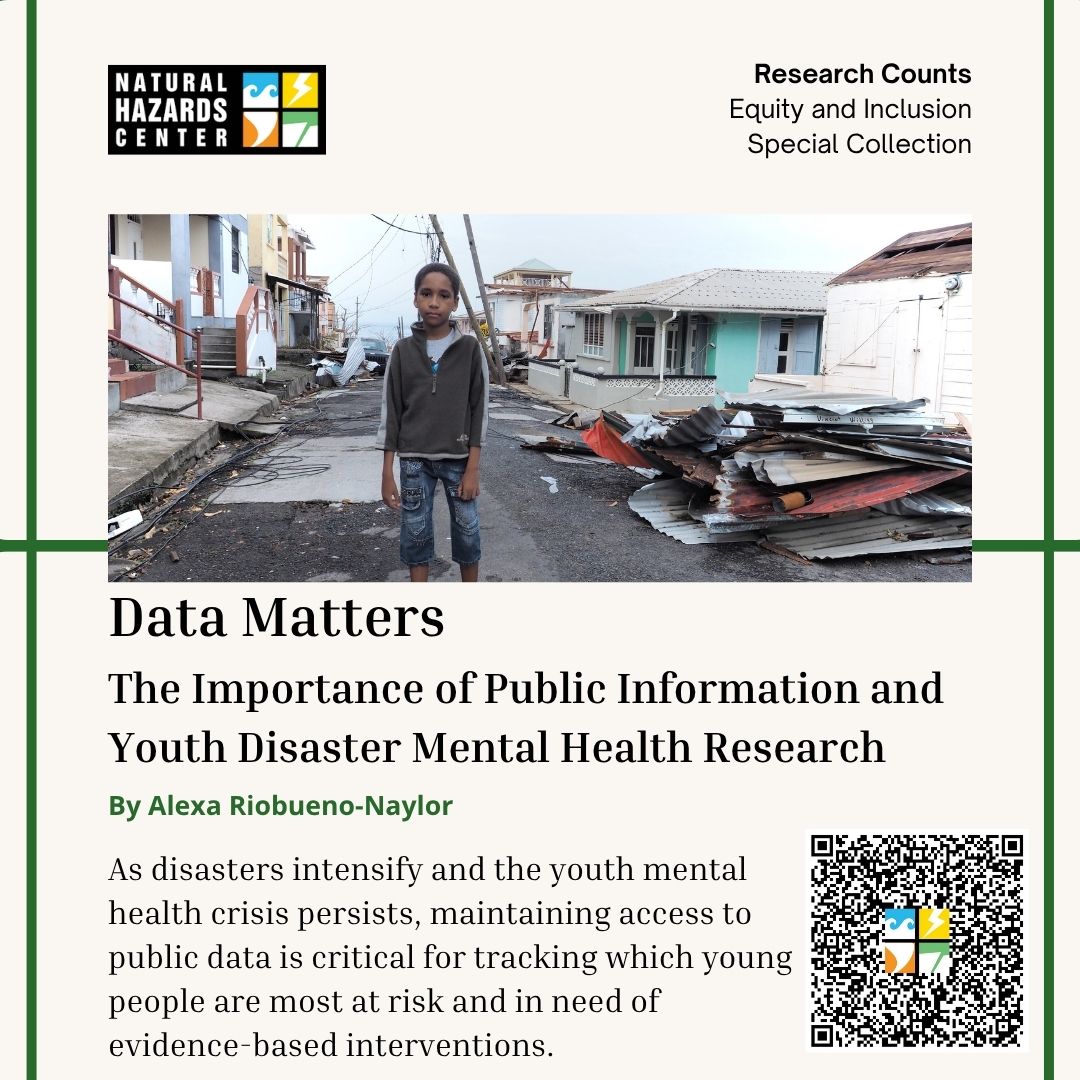 A child born today will experience several times more climate-related disasters than someone born in 1960. For Research Counts, Alexa Riobueno-Naylor explains how the future of youth mental health depends on safeguarding public data.
