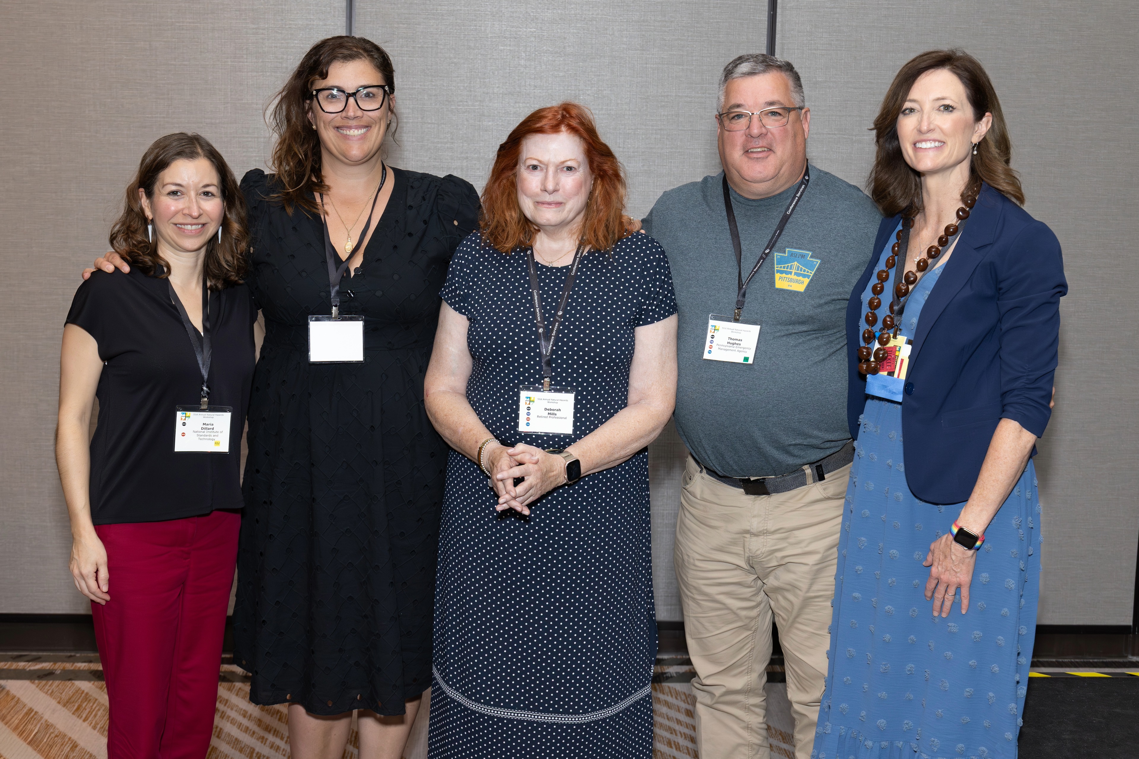 From left to right: Maria Dillard, Katie Arrington, Deborah Mills, Tom Hughes, and Lori Peek at the launch of the Natural Hazards Solutions Fund during the 51st Annual Natural Hazards Workshop. 