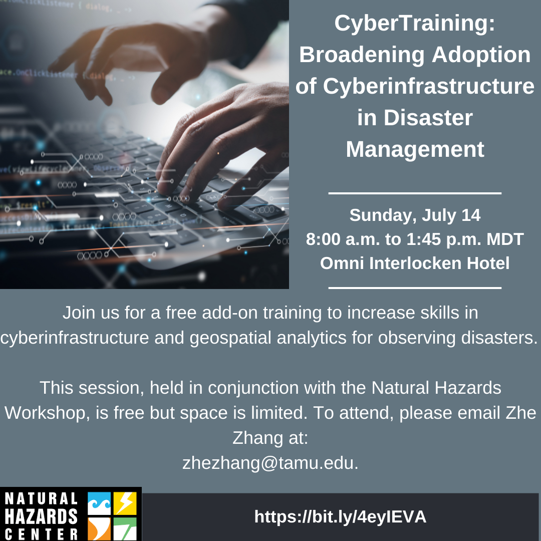 CyberTraining: Broadening Adoption of Cyberinfrastructure in Disaster Management