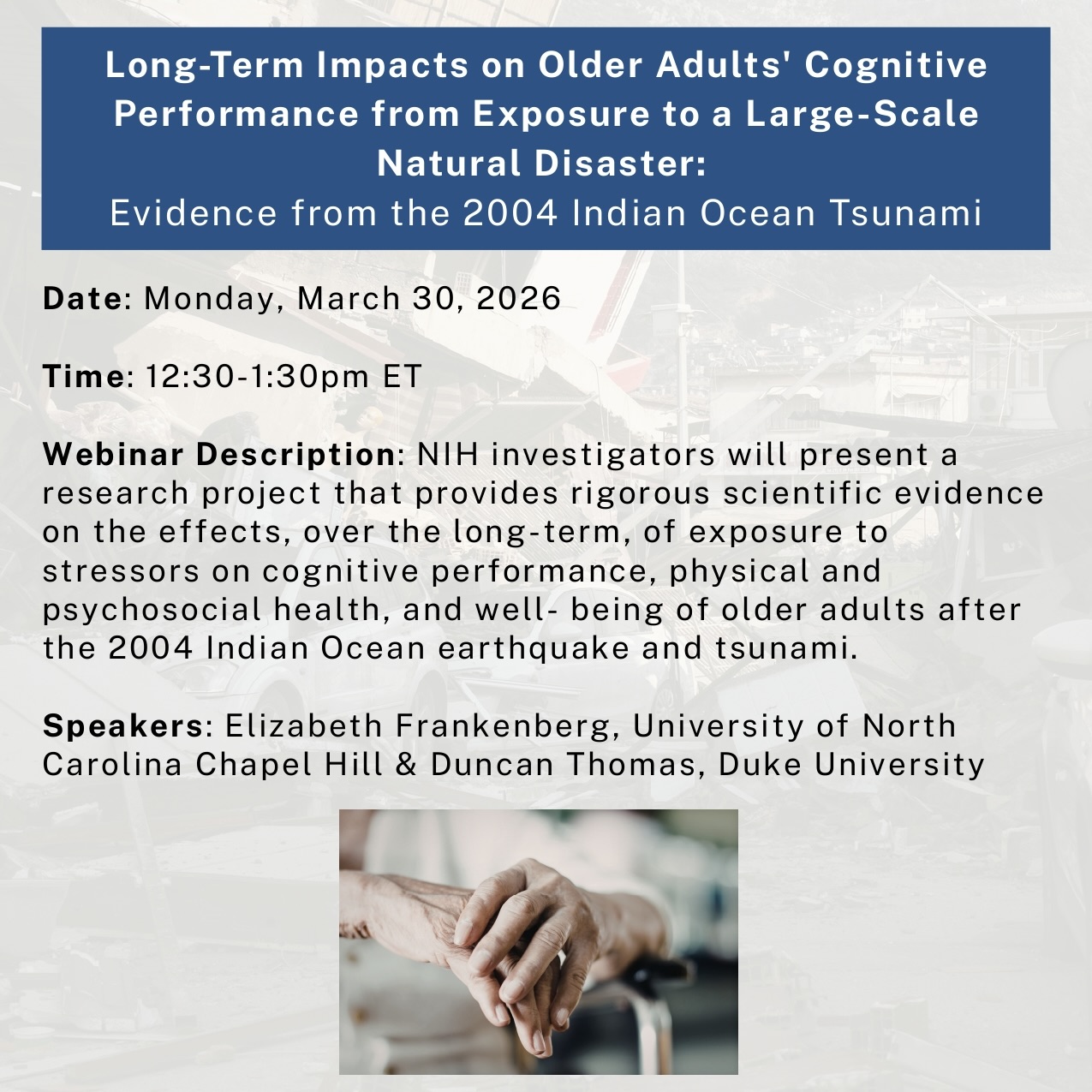 Tune in next Monday, March 30 to hear from researchers working with the National Institutes of Health to study critical intersections of public health and extreme weather.