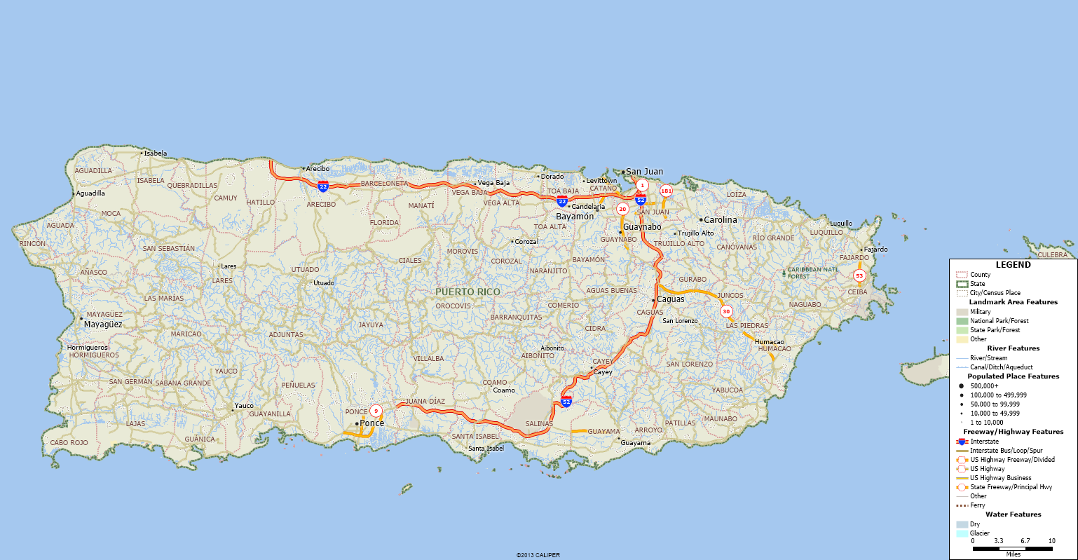 Map of Puerto Rico Transportation Network